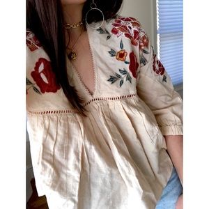 Zara NWT Floral Peasant Top